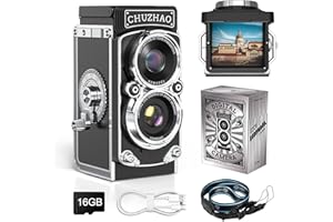 BEEDOVE CHUZHAO mini aparat cyfrowy w stylu retro, 1080p FHD, 12 MP, autofokus, aparat retro z kartą 16 G, podwójny filtr, aparat fotograficzny USB, kompaktowy aparat cyfrowy w stylu vintage, dla