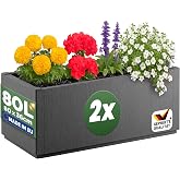 CASARIA 2x Planter Outdoor 80L Planter Rectangular Anthracite | Integrated Drainage, Plastic, UV Resistant, Anti-Ice, Flowers