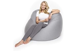 Lumaland Flexi Comfort Beanbag Big | Flexible Premium Bean Bag | 155 x 100 cm Cuscino di seduta | Ideale per sdraiarsi o sedersi | Poltrona e divano per bambini e adulti [Grigio chiaro]