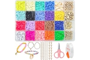 GEERDAN Perline Per Braccialetti, Argilla Perline Piatte, 18 Colori Collana Perline Colorate Kit Braccialetti Fai da Te, Artigianato Creazione di Gioielli per Braccialetti