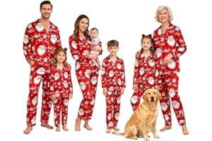 OUMSHBI Matching Christmas Pjs For Family Santa Claus Silk Satin Sleepwear Nightwear For Womens Men Kids Baby Button Down Xmas Loungewear Matching Christmas Family Pyjamas Sets Holiday Outfits
