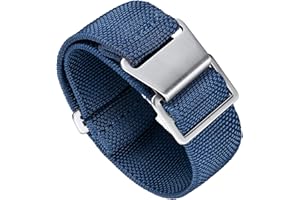 BINLUN Cinturino per Orologio in Nylon Elastico di Ricambio Militare Cinturino a Strappo Paracadute Marina Nazionale per Uomo Donna Fibbia Nero/Argento 18/20/22mm