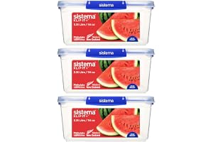 Sistema KLIP IT PLUS Matförvaringsbehållare, 3,35 L, läckagesäker, stapelbara och lufttäta kyl/frysbehållare med lock, BPA-fr