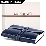 Tivoli Diario/Taccuino in Pelle riciclata, Realizzato a mano da Artigiani Toscani, Include Scatola Regalo, A5 Blu Marino