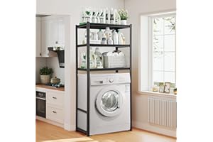 FLOWCASA Waschmaschinenregal, EXTRA HOCH & STABIL, Verstärktes Metall-Regal über Waschmaschine und Toilette, Höhenverstellbare 3-Etagen, Badezimmer Aufbewahrung, 70x160x40 cm, Schwarz