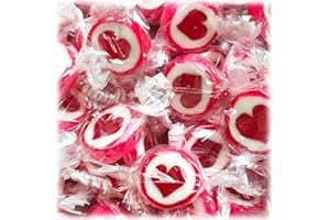 ‎KYWIË Kywië Herzbonbons zu Hochzeit Taufe Kommunion 500g Großpackung - handgewickelte Rocks-Bonbons mit Herz - Tischdeko, Nascherei, Gastgeschenke zur Deko, Süßigkeiten - in Rot