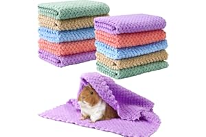 YINGBIAO 10Pcs Guinea Pig Fleece Blanket, 12 x 12In Guinea Pig Bedding, Reusable Hamster Cage Liners Washable Pet Pee Pad Small Animal Soft Sleep Mat Pad Cover for Hedgehog Hamster Chinchilla Ferret(5 Color)