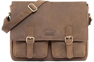 LEABAGS Borsa per documenti uomo e donna | Borsa per laptop in vera pelle fino a 15" | Borsa a tracolla con tracolla | Borsa messenger | Borsa da lavoro | Borsa per insegnanti