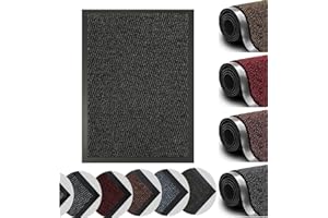 MONAL Dirt Trapper Door Mat for Indoor&outdoor, Washable Barrier Door Mat, Heavy Duty Non-Slip Entrance Rug Shoes Scraper, Super Absorbent Front Door Mat Carpet (60 x 80 cm, Charcoal)