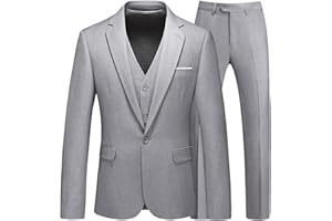 KUDMOL Costume Homme 3 pièces Mariage d'affaires Slim Fit Smoking à Un Bouton Men Suits 3 Piece pour Fête Confort Blazer Veste et Pantalon Gilet