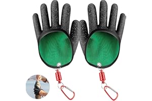 ACONDE 2 sztuki, odporne na ugryzienia, rękawice wędkarskie z zapięciem magnetycznym, wodoszczelne rękawice wędkarskie, do bezpiecznego obchodzenia się z szczupakiem, sumem, sandaczem, 2 szt