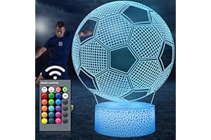 Melofo Football 3D Illusion Lamp LED Football Night Light 16 Colors USB & Battery Powered Remote Control Football Gifts for Boys Girls Decorative Desk Lighting Christmas Birthday Gift for Sports Fans