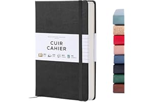 Beechmore Books Carnet de Notes Pages Blanches - A5, Noir I Journal à Couverture Rigide Cuir Vegan, Papier Ligné Crème Épais 120 g/m², Boîte Cadeau, pour Écrivain, Journaliste, Réunion, Étudiant