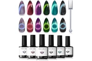 Modelones Lakier do paznokci UV Cat Eye Magnet 6 kolorów żel lakier do paznokci żel lakier do paznokci Manicure Soak Off UV lakier żelowy do zdobienia paznokci - czerwony Viollet niebieski