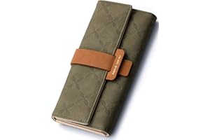 PAULO SERINI® Portafoglio Donna Large | Portamonete con 9 scomparti per carte di credito e tesserino per foto | Elegante borsa con tasca con cerniera a lampo | Morbida e 100% pelle vegana