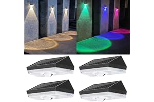ELLASAY Aplique Solar Exterior Jardín,10 Color modos de RGB LED Luz Solar Exterior,IP65 Impermeable Lámparas Solares,Luces parad valla terraza Patio 4 piezas