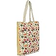 Kuber Industries Embroidery Handbags for Women | Zipper Tote Bag for Grocery, Shopping, Travel, Beach | Shoulder Bags for Women (Cream)-KUBMART11888, Standard
