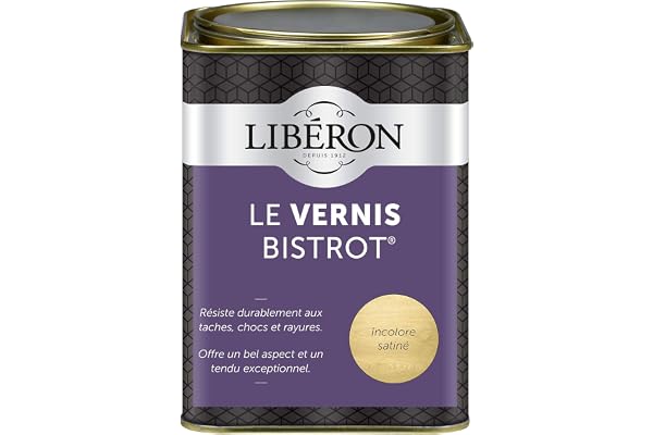 Libéron - Vernis bistrot - Vernis bois - Meubles Boiseries Objets - Très haute qualité - Anti-taches - Anti-chocs et rayures - Tendu bon - Incolore Satin - 1L