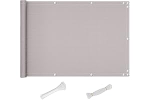 QINGLV Pantalla para Balcon 70x200cm Revestimiento para Balcón Impermeable Opaco Tela Privacidad para Balcon para Jardín Balcón Terraza -Gris Claro
