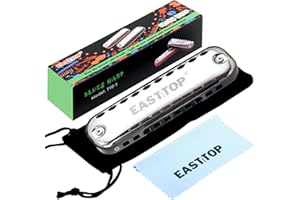 East top Armonica per bambini, chiave diatonica di C per bambini, adulti e studenti, con bordi arrotondati lisci, nero