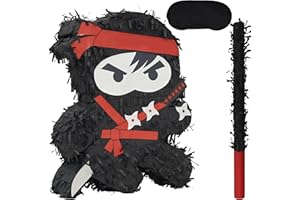 Birchio Set di pignatte ninja con benda e pipistrello (41,5 x 33 x 10 cm), perfette per feste di compleanno, feste a tema animali, decorazioni