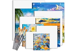 IGUGI Lienzos para Pintar,10 Lienzos Preestirados,PLienzos Enmarcados 100% Algodón,Aptos para Pintura Acrílica y al Óleo - Lienzo Blanco para Bocetos y Dibujos