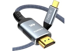 SNOWKIDS USB C auf HDMI Kabel 4K@60Hz[Thunderbolt 3/4 kompatibel] USB Typ C zu HDMI 4K UHD Kabel[Aluminium&Nylon] für iPhone 15 Pro Max Sam-sung S23 MacBook iPad Pro/Air, iMac 1.8m