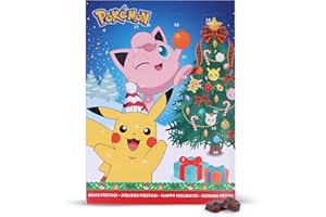 SWEET BUDDIES Wawi Adventskalender Peppa Pig, Pokemon oder Mickey Mouse – 24 Advent-Türchen gefüllt mit Vollmilch-Schokolade (75g) – Adventskalender mit Weihnachtsdeko zum Ausmalen und Ausschneiden (Pokemon)