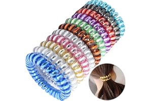 CAILIYA CAILI Espiral Elástico Cintas para el Pelo,Forma de Espiral Cintas de Pelo Elásticas Porta Cola de Caballo Bobbles de Pelo Cuerdas Cintas de Cordón Telefónico para Mujeres Niñas (Paquete de10)