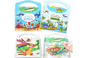 hapray 2 Pack Paint with Water Coloring Books for Children Ages 3+, Travel Activity for Toddlers & Kids, with 12 Marker & 2 Magic Pens, with 56 Pages, 12 Mess-Free Reusable Drawing Pages