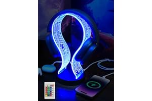 YuanDian RGB Headphone Stand with 1 USB Charging Port and 1 Type-C Charging Ports, Desk Gaming Headset Holder with 16 Changing Colors by Remote, Gift for Gamers Men and Music Lovers