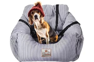 FRISTONE Dog Car Seat Removable, Safety Pet Car Booster Seat for Puppies, Comfortable Anti-Skid Travel Carrier Seat with Storage Pocket - Blue/White