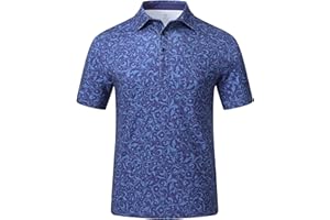 MoFiz Men's Polo Shirts Short Sleeve Casual Golf Work Top Moisture Wicking Sports Fitness Hiking Polo T-Shirt