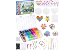 FAOKZE Set di perline da stirare, 6300 pezzi, con scatola portaoggetti, 24 colori, per compleanno, Natale, per bambini, fai da te (5 mm)