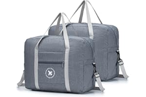 YOODI Bagage Cabine 45x36x20 Easyjet Sac de Voyage Sac Cabine Avion Pliable Valise Cabine Bagage Cabine Bagag Sac de Sport Sac Weekend Duffel Sacs Camping Pliant Organisateur (2 pièces)