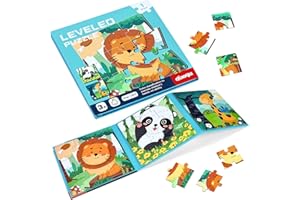 BBLIKE Puzzle Magnetici Bambini 2-5 Anni - Giochi Educativi Montessori per Bambini di 3 4 Anni, Giocattoli da Viaggio per Attività in Aereo e Auto, Regali Compleanno per Bambine (Giungla Animale)