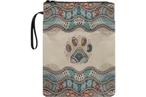 Poceacles Boho Dog Paw Design Poliestere Book Covers per Copertina Libri Scuola Libro Sleeve per gli amanti dei libri Copertina rigida Libro in brossura Bibbia Insegnante Studente