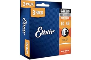 Elixir Strings – vernickelte Stahlsaiten für E-Gitarre mit NANOWEB-Beschichtung – Elixir-Saiten für E-Gitarre – 3er-Pack, Light 10–46