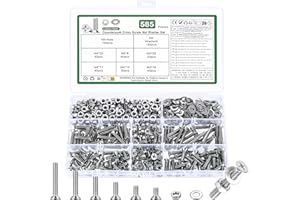 YOUYIDUN Juego de 585 tornillos M4, tornillos de cabeza avellanada, juego de tuercas, tornillos de cabeza plana y tuercas, surtido de tornillos de máquina de ranura cruzada, juego de tornillos roscados con