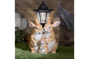 GloBrite Garden Solar Rabbit Family con lanterna a forma di lanterna da giardino, decorazione ornamentale