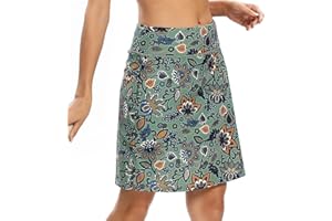 M MOTEEPI Tennisrock Damen 20'' Knielang Rock Mit Hose Drunter Damen Hohe Taille Hosenrock Skort Skirt for Women Golfrock Sportrock