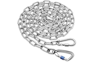 FURGGIS Heavy Duty Dog Chain for Yard-10FT Metal Chain Leash Chew Proof,Long Lead for Outside with Strong Swivel Hook,Outdoor Dog Runner for Camping,Tie Out Cable for Medium Large Pet up to 150LBS