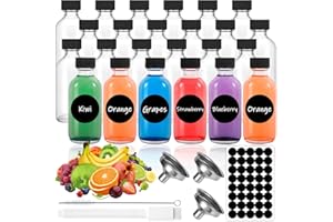 MWZEAUL 24 Pezzi Bottigliette di Vetro Piccole, 60ml Bottiglie Liquore Mignon di Riutilizzabili, con Senza Perdite di Tappo, MIni Bottiglie Vetro per Alcolici, Succhi di Frutta, Olio, Zenzero