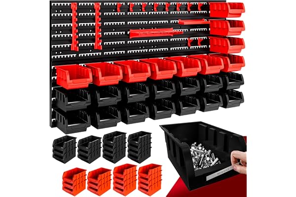 DEUBA® Ensemble de panneaux muraux et boîtes empilables supports tournevis et clés rangement porte-outils bricolage