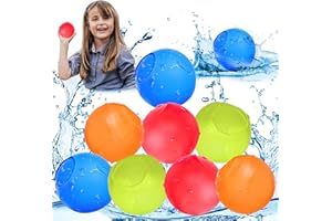 Darryy Wiederverwendbare Wasserballons, 8 Stück Wasserbomben Wiederverwendbar Selbstschließend, Silikon Wasserbälle Schnelles Befüllen, Wasserbomben Spielzeug Set, Spaß Spielzeug für draußen