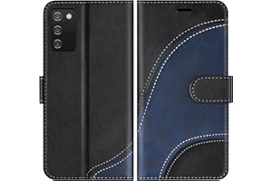 BoxTii Hülle für Galaxy A02S, Leder Handyhülle für Samsung Galaxy A02S, Ledertasche Klapphülle Schutzhülle mit Kartenfächer und Magnetverschluss, Schwarz