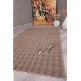 my evilla Dekoratif Bubble Uzun T&uuml;yl&uuml; Yumuşak Puffy Peluş Kaymaz Yıkanabilir Salon Koridor Halı Yolluk Vizon 80 x 150