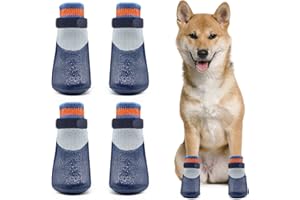 Dolahovy 4 PZ Calzini per Cani, Scarpe da Cane Calzini Antiscivolo Cane Impermeabili Calze per Cani Stivali per Cani Paw Protector per Passeggiate al Coperto all'aperto Cane Medio Piccolo