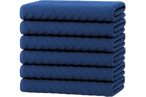 ATEN Homeware Pure Cotton Kitchen Hand Towels – Stylish Pack of 6 – 50 x 50 cm – Highly Absorbent & Super Soft Kitchen Towels for Drying Hands & Surfaces, Lint-Free & Durable, Made in Egypt (Blue)