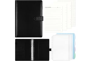 JIANTA Segregator A5, segregator A5 z 240 arkuszami papieru uzupełniającego, planer z kieszeniami i przegrodami na przedmioty, do biura, szkoły, podróży, czarny